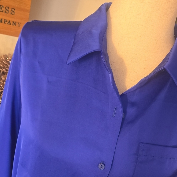 Skies Are Blue Vibrant Blue Button Down Shirt - Picture 5 of 5